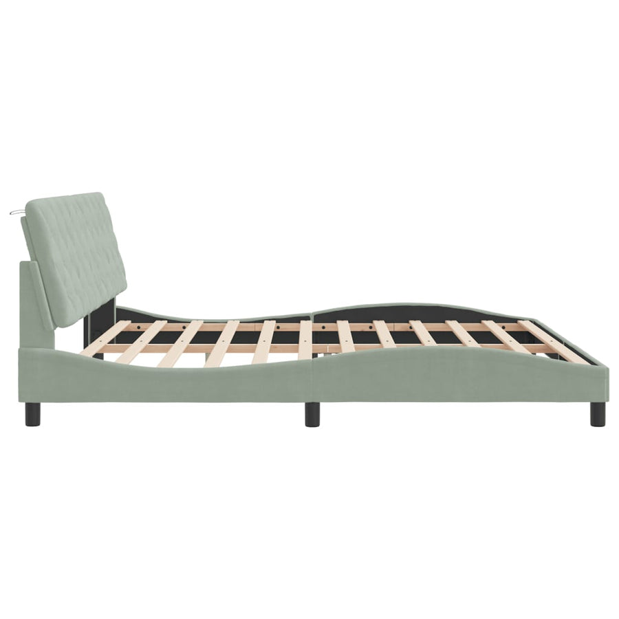 Bedframe Zonder Matras Fluweel 200 x 200 cm Lichtgrijs