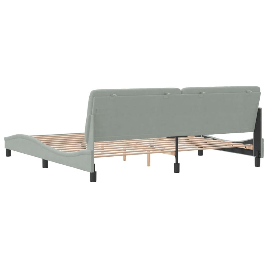 Bedframe Zonder Matras Fluweel 200 x 200 cm Lichtgrijs