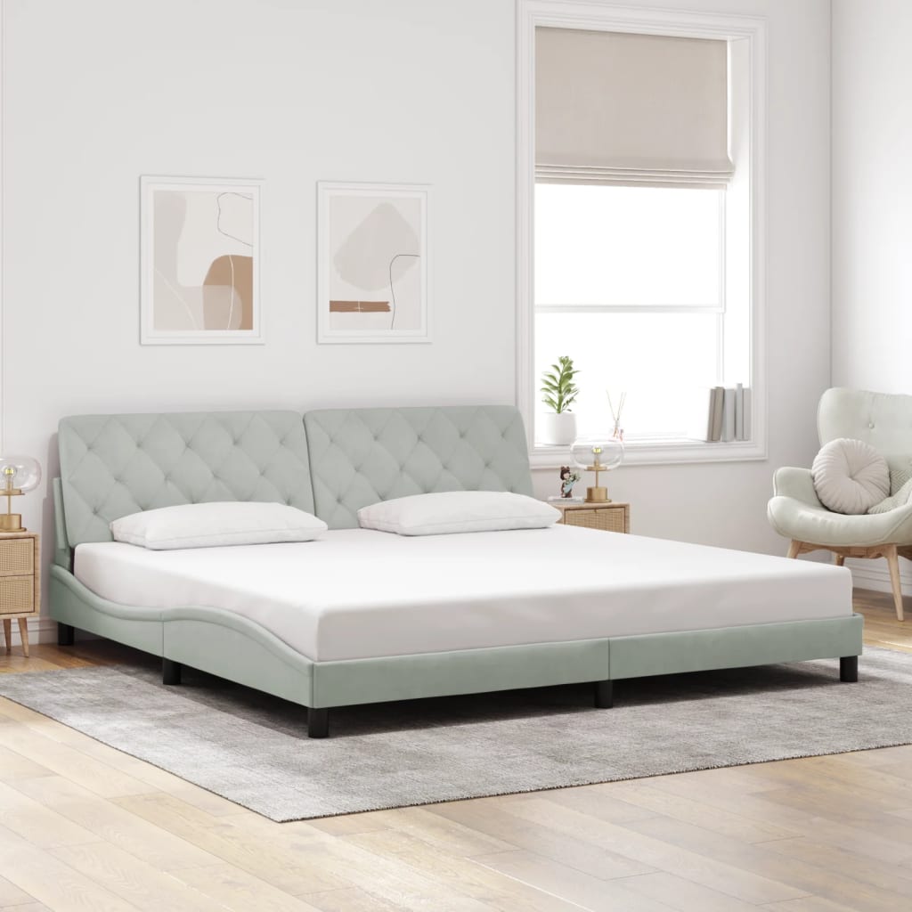 Bedframe Zonder Matras Fluweel 200 x 200 cm Lichtgrijs