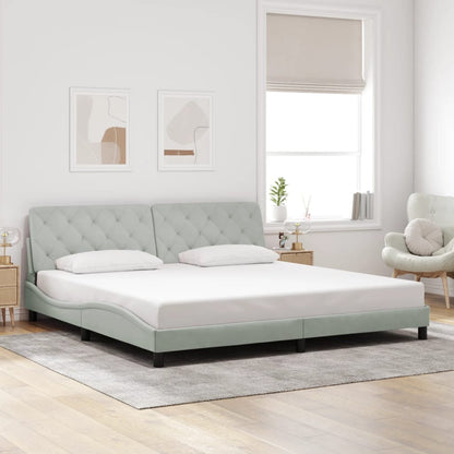 Bedframe Zonder Matras Fluweel 200 x 200 cm Lichtgrijs
