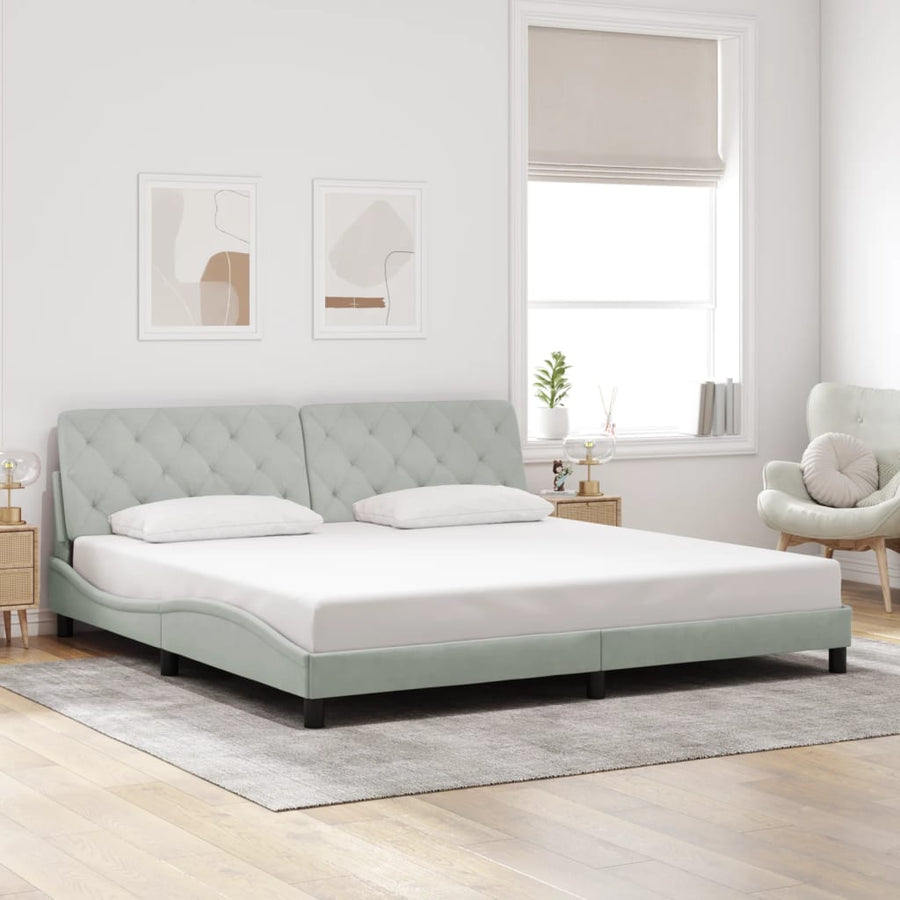 Bedframe Zonder Matras Fluweel 200 x 200 cm Lichtgrijs