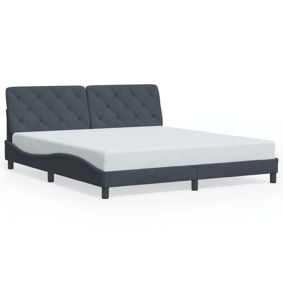 Bedframe Zonder Matras Fluweel 200 x 200 cm Donkergrijs