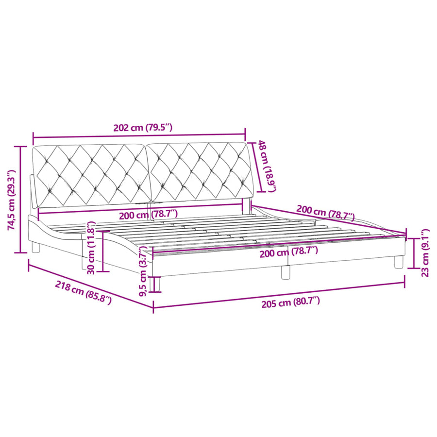 Bedframe Zonder Matras Fluweel 200 x 200 cm Donkergrijs