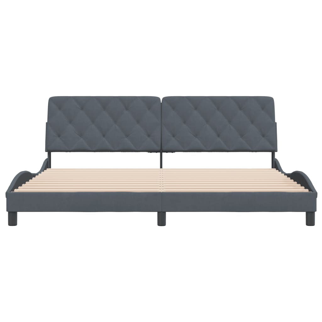 Bedframe Zonder Matras Fluweel 200 x 200 cm Donkergrijs