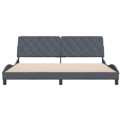 Bedframe Zonder Matras Fluweel 200 x 200 cm Donkergrijs