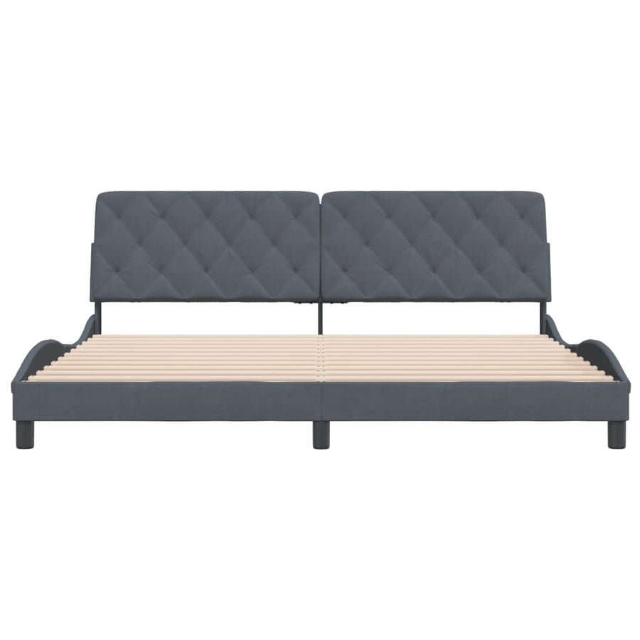 Bedframe Zonder Matras Fluweel 200 x 200 cm Donkergrijs