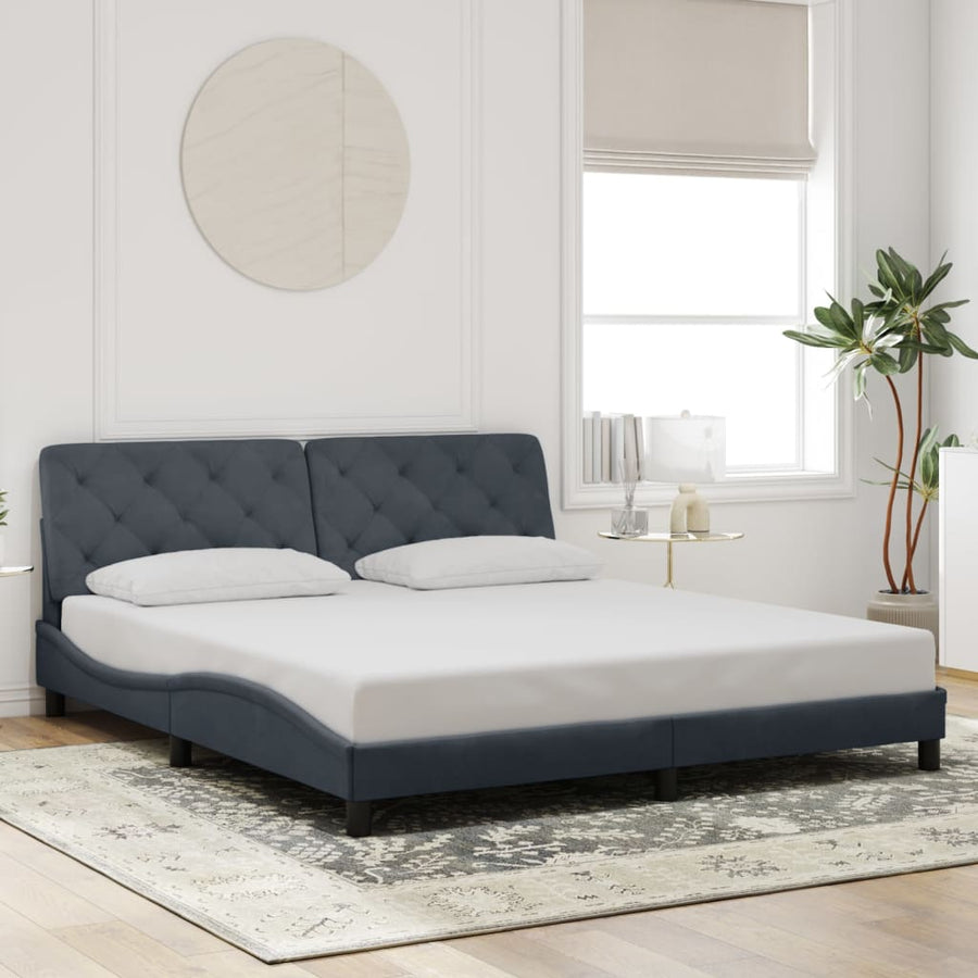 Bedframe Zonder Matras Fluweel 200 x 200 cm Donkergrijs
