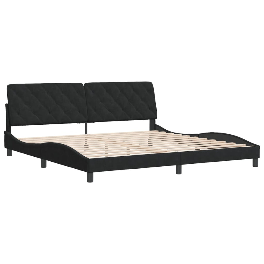 Bedframe met hoofdeinde fluweel zwart 200x200 cm