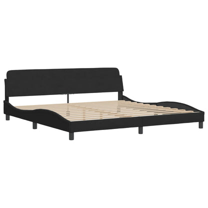 Bedframe met hoofdeinde fluweel zwart 200x200 cm
