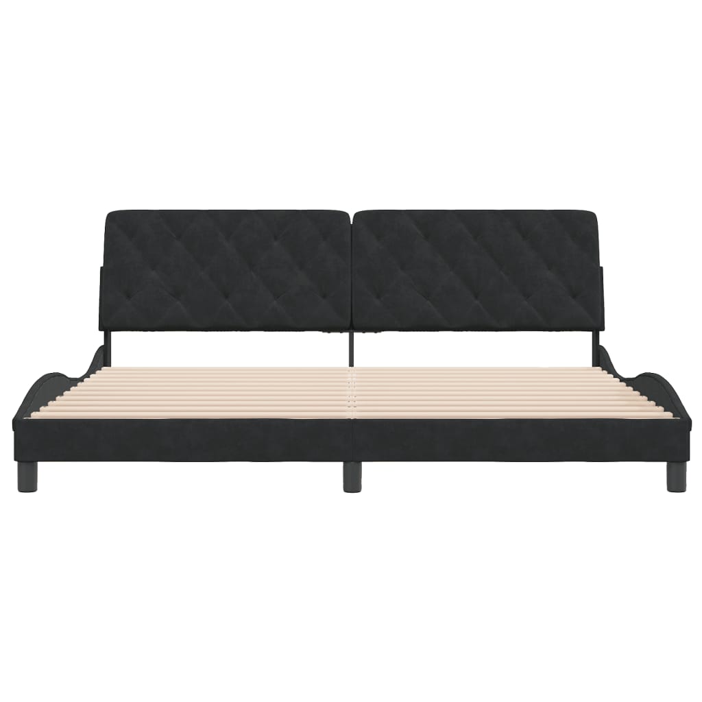Bedframe met hoofdeinde fluweel zwart 200x200 cm