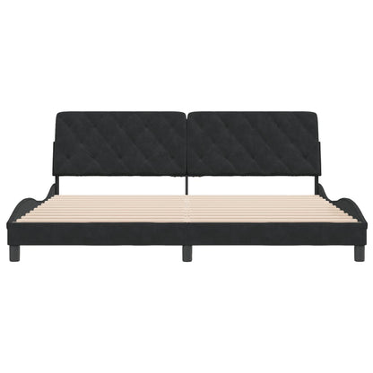 Bedframe met hoofdeinde fluweel zwart 200x200 cm