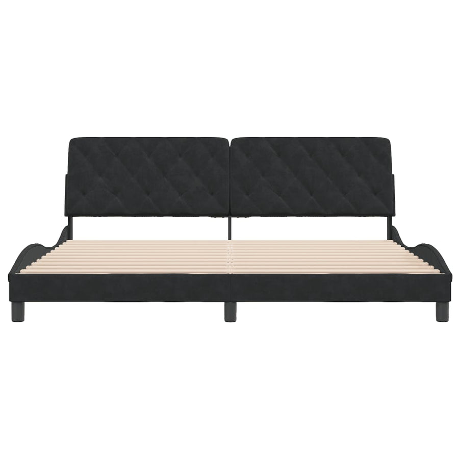 Bedframe met hoofdeinde fluweel zwart 200x200 cm