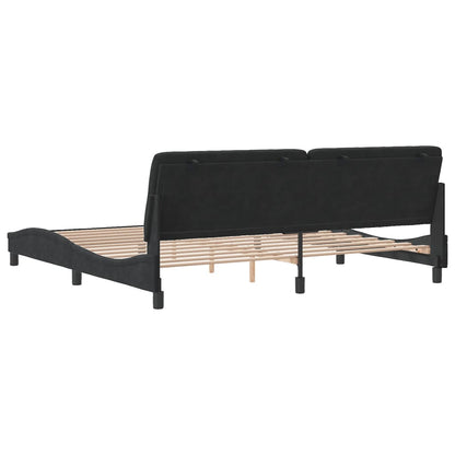 Bedframe met hoofdeinde fluweel zwart 200x200 cm