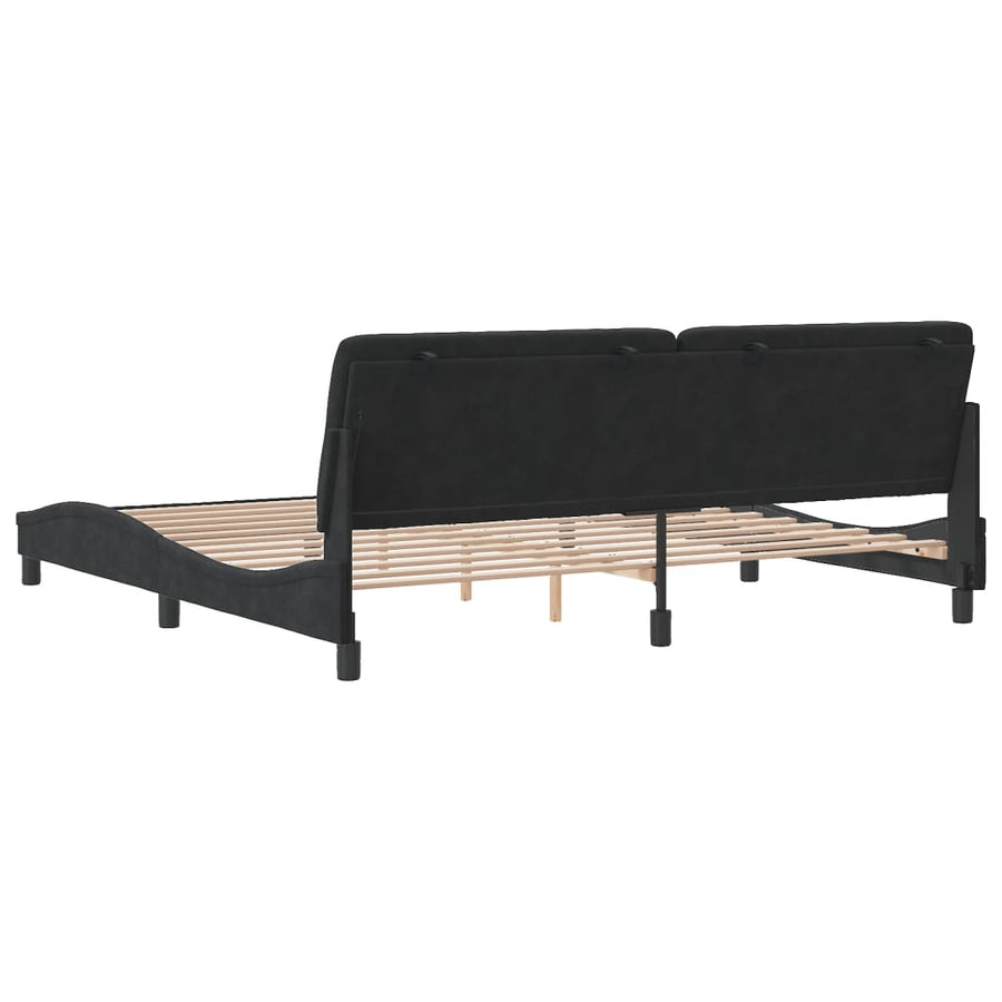 Bedframe met hoofdeinde fluweel zwart 200x200 cm