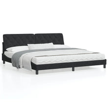 Bedframe met hoofdeinde fluweel zwart 200x200 cm