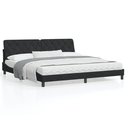 Bedframe met hoofdeinde fluweel zwart 200x200 cm