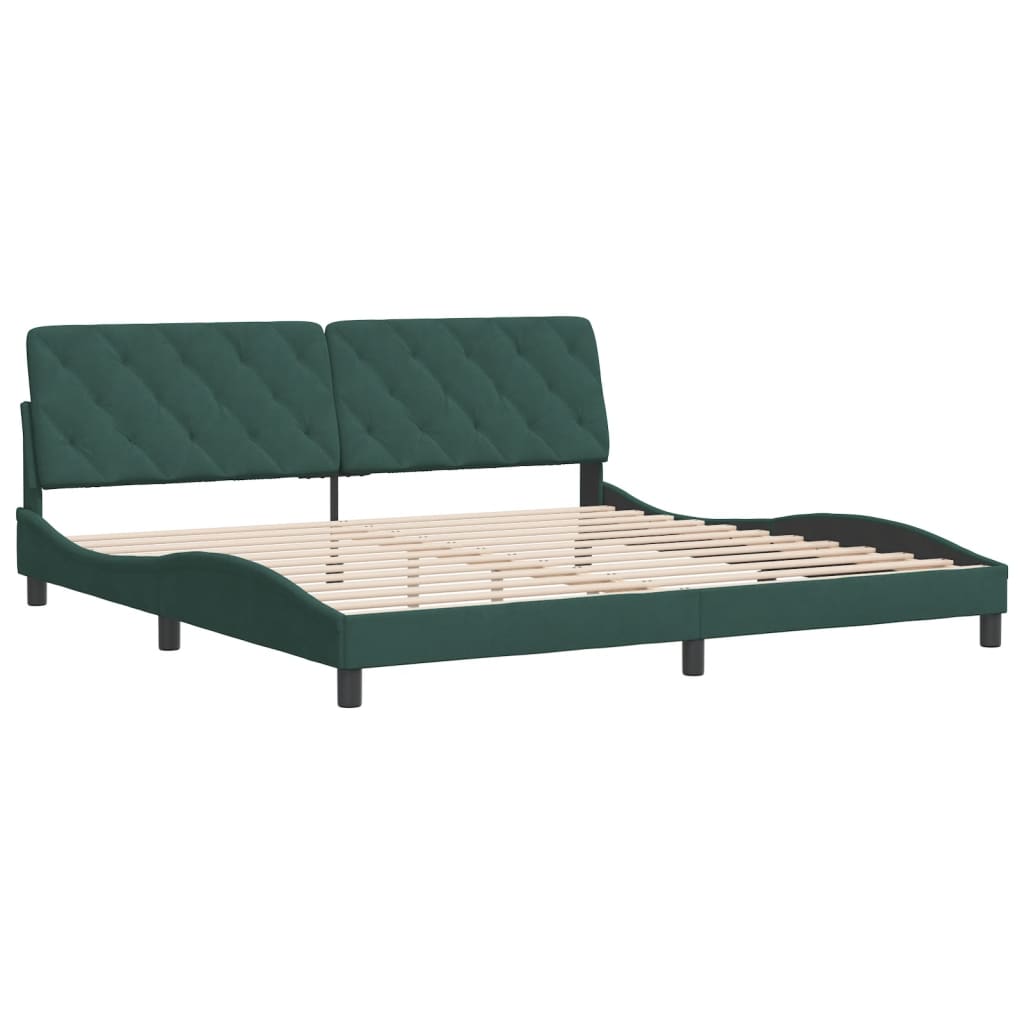 Bedframe met hoofdeinde fluweel donkergroen 200x200 cm