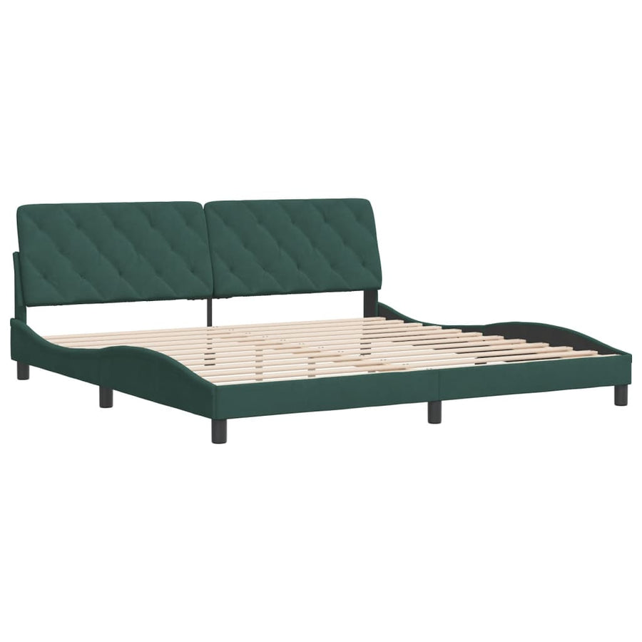 Bedframe met hoofdeinde fluweel donkergroen 200x200 cm