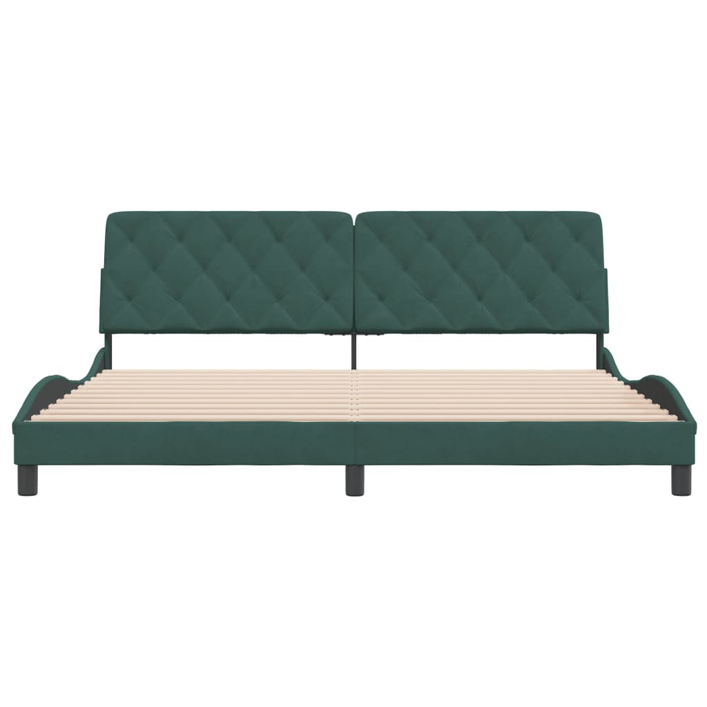 Bedframe met hoofdeinde fluweel donkergroen 200x200 cm