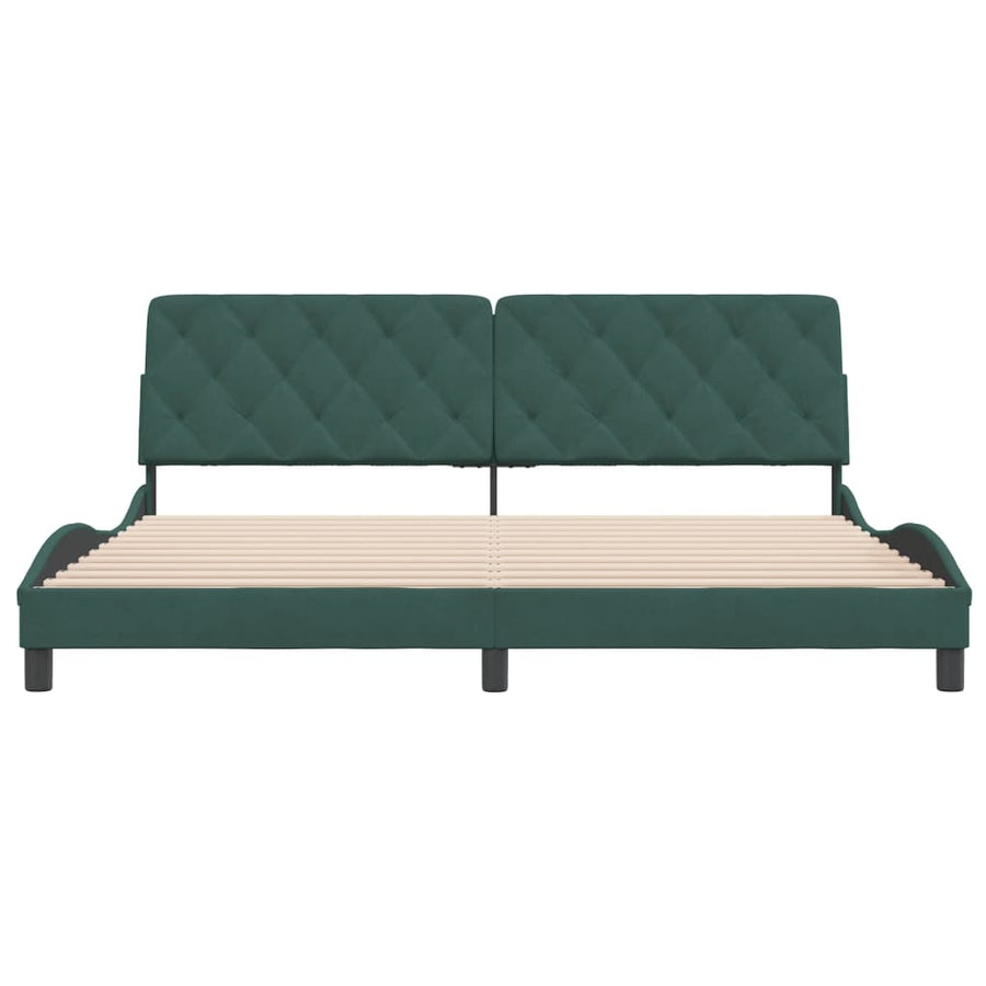 Bedframe met hoofdeinde fluweel donkergroen 200x200 cm
