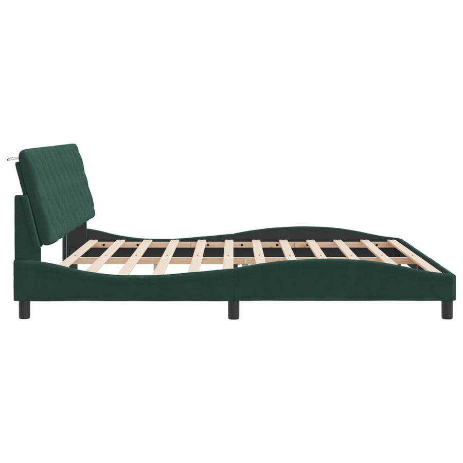 Bedframe met hoofdeinde fluweel donkergroen 200x200 cm