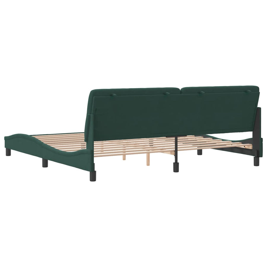 Bedframe met hoofdeinde fluweel donkergroen 200x200 cm