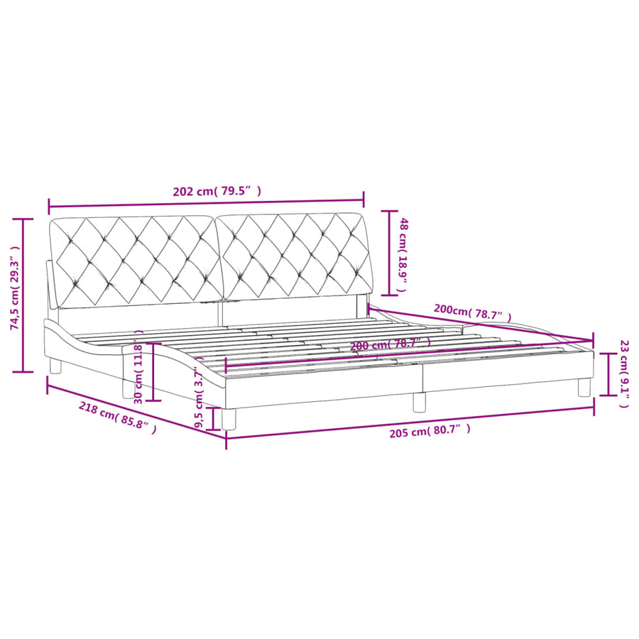 Bedframe met hoofdeinde fluweel donkergroen 200x200 cm