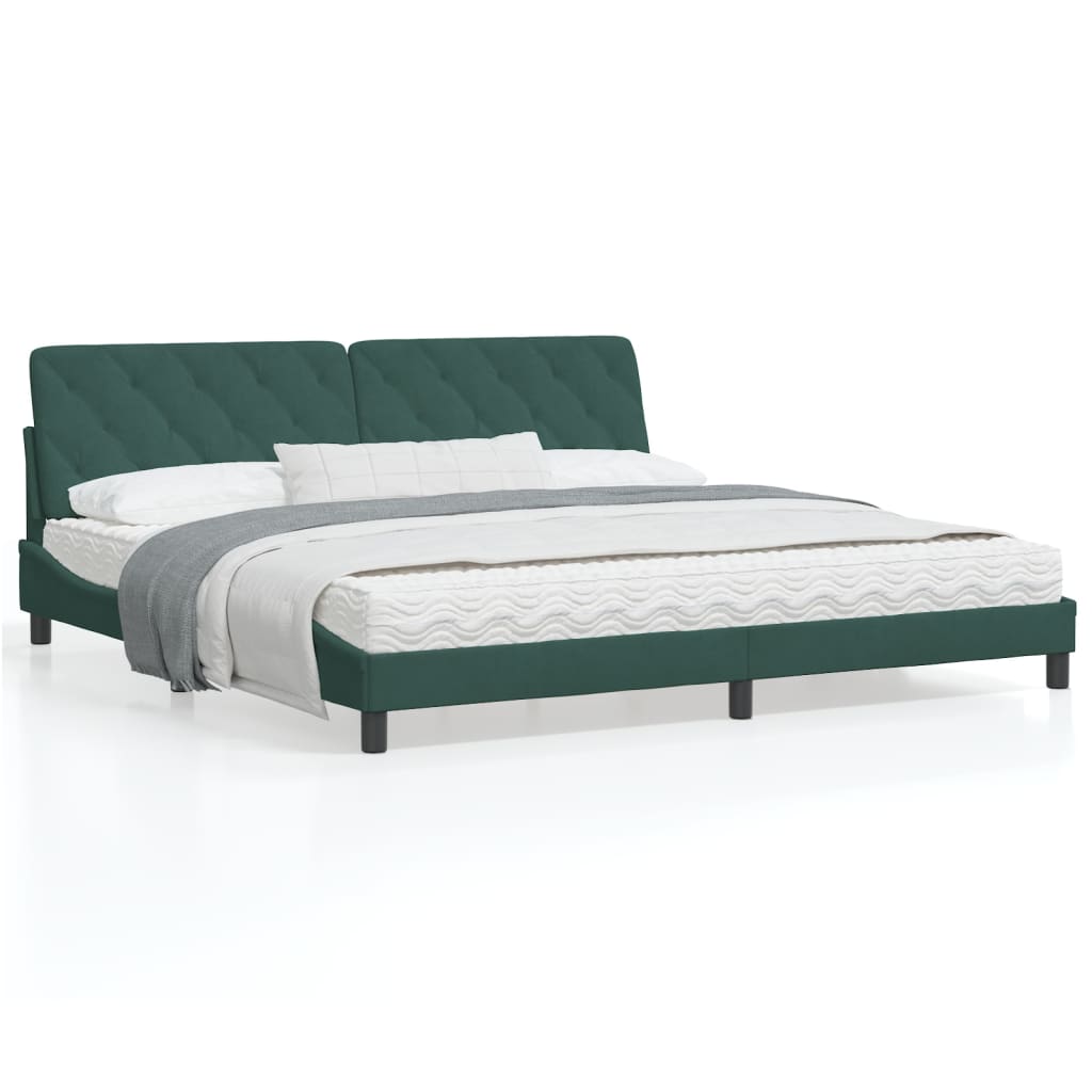 Bedframe met hoofdeinde fluweel donkergroen 200x200 cm