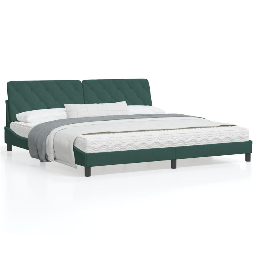 Bedframe met hoofdeinde fluweel donkergroen 200x200 cm