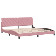 Bedframe met hoofdeinde fluweel roze 200x200 cm