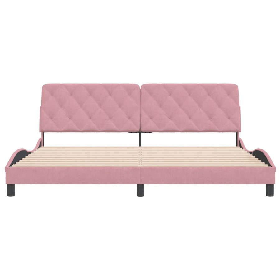Bedframe met hoofdeinde fluweel roze 200x200 cm