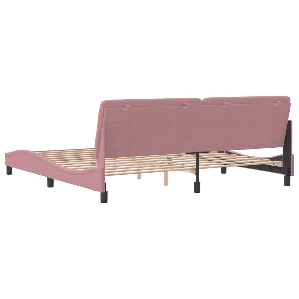 Bedframe met hoofdeinde fluweel roze 200x200 cm
