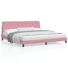 Bedframe met hoofdeinde fluweel roze 200x200 cm