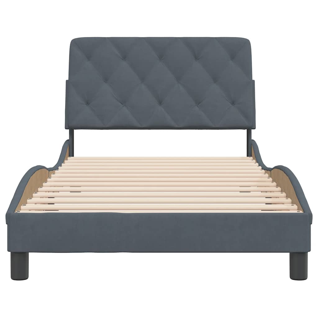 Bedframe zonder matras fluweel donkergrijs 100x203 cm