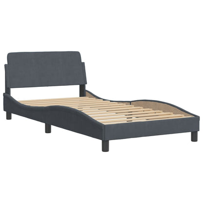Bedframe zonder matras fluweel donkergrijs 100x203 cm
