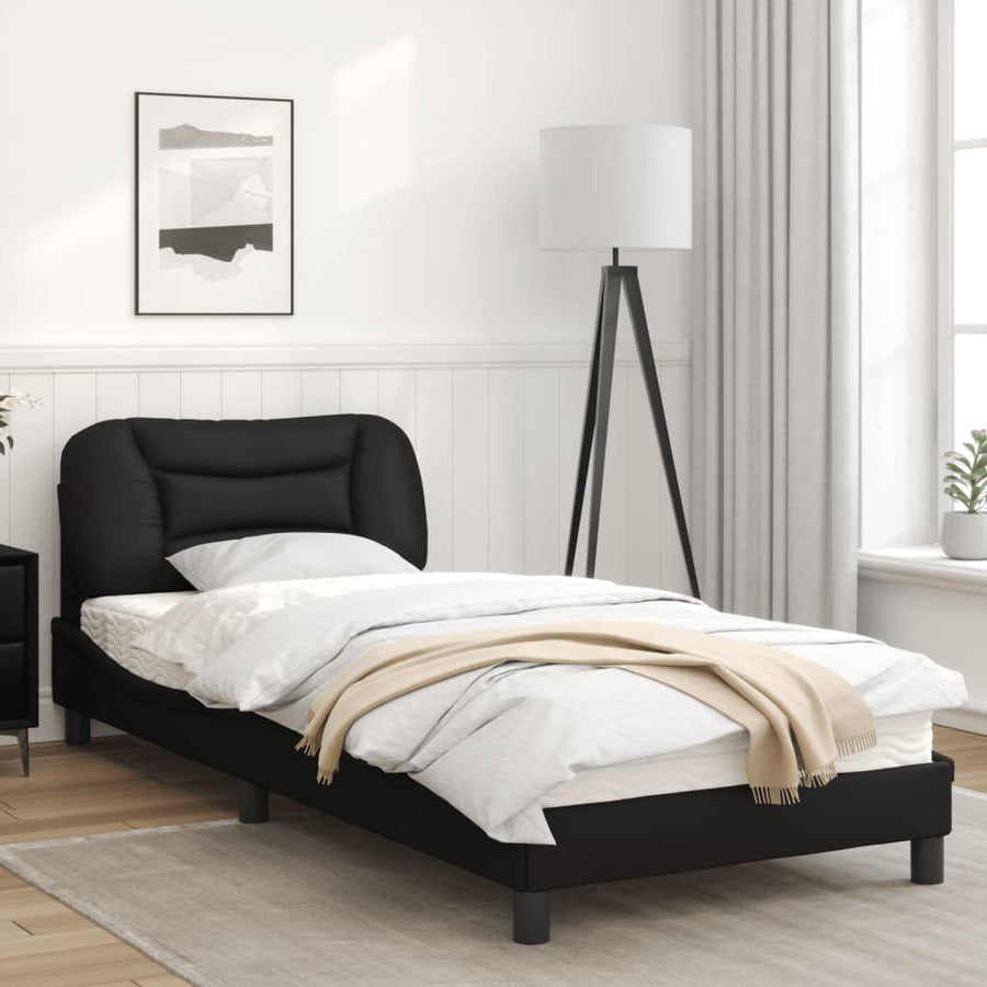 Bedframe Met Hoofdbord Kunstleer Zwart 80X200 Cm