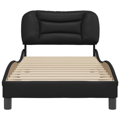 Bedframe Met Hoofdbord Kunstleer Zwart 80X200 Cm