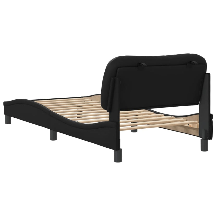 Bedframe Met Hoofdbord Kunstleer Zwart 80X200 Cm