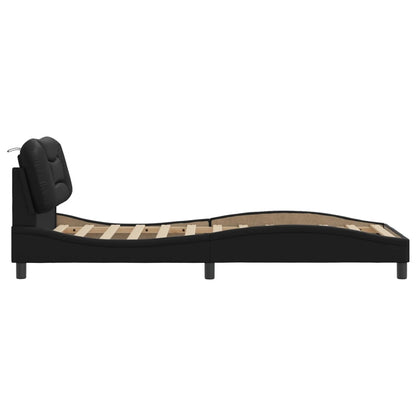 Bedframe Met Hoofdbord Kunstleer Zwart 80X200 Cm