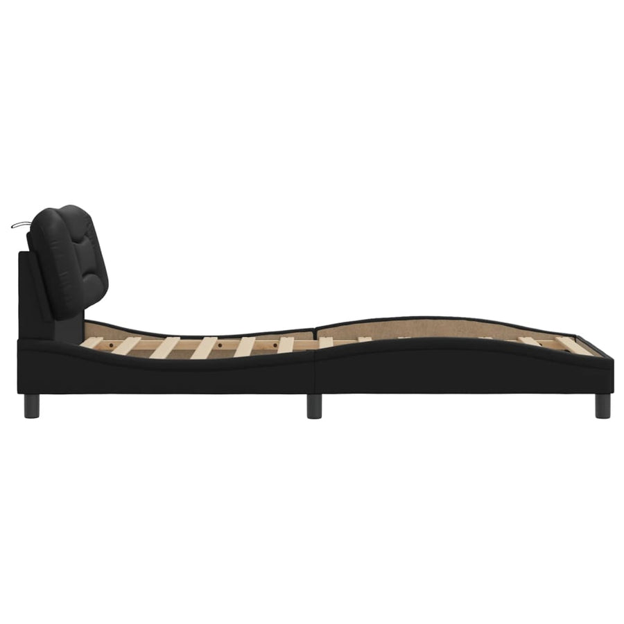 Bedframe Met Hoofdbord Kunstleer Zwart 80X200 Cm