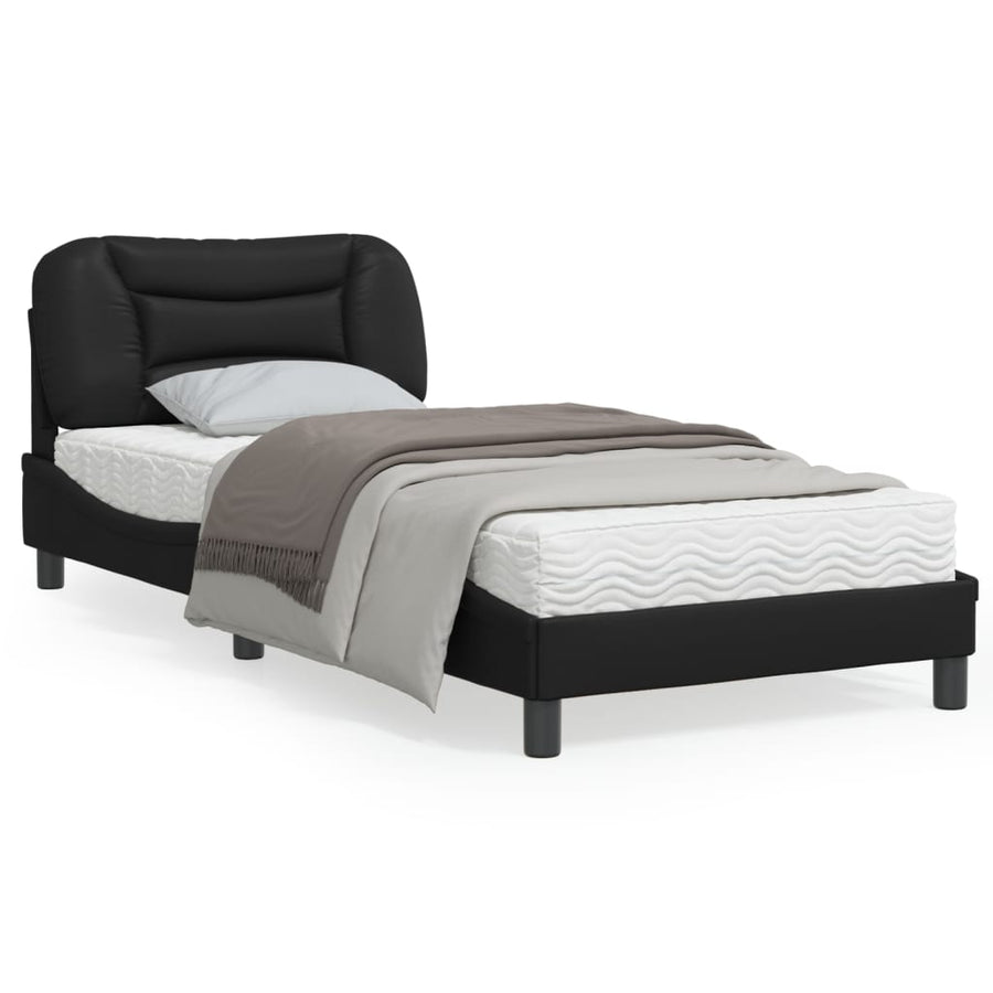 Bedframe Met Hoofdbord Kunstleer Zwart 80X200 Cm