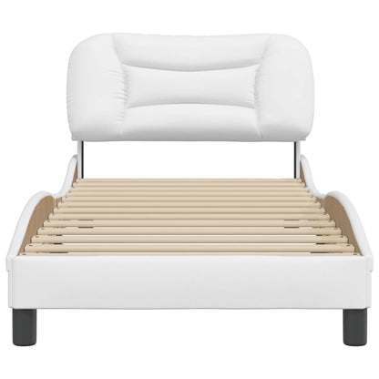 Bedframe Met Hoofdbord Kunstleer Wit 80X200 Cm