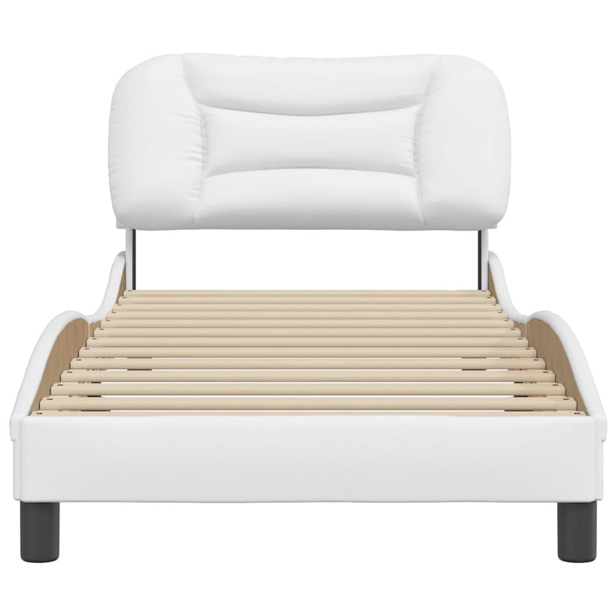 Bedframe Met Hoofdbord Kunstleer Wit 80X200 Cm