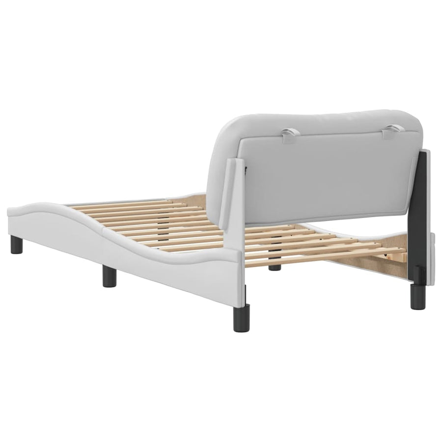Bedframe Met Hoofdbord Kunstleer Wit 80X200 Cm