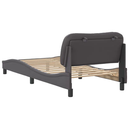 Bedframe Met Hoofdbord Kunstleer Grijs 80X200 Cm