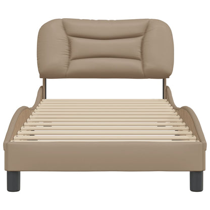 Bedframe Met Hoofdbord Kunstleer Cappucinnokleurig 80X200 Cm