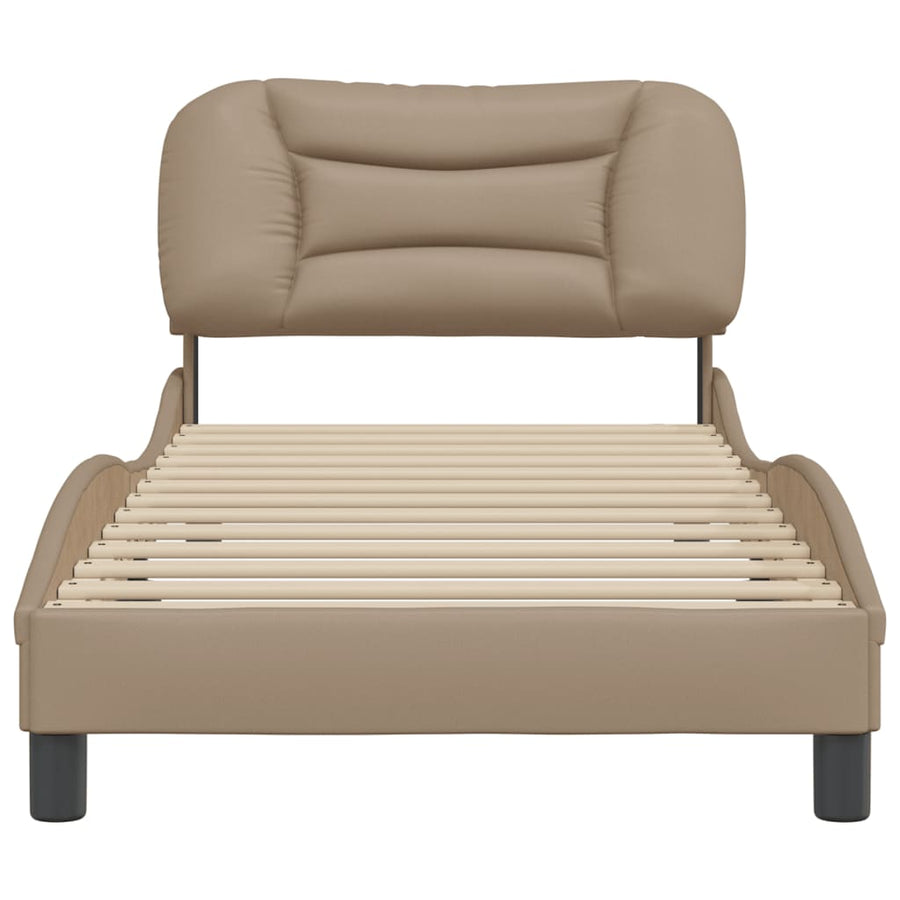 Bedframe Met Hoofdbord Kunstleer Cappucinnokleurig 80X200 Cm