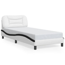 Bedframe Met Hoofdbord Kunstleer 80 x 200 cm Wit en zwart