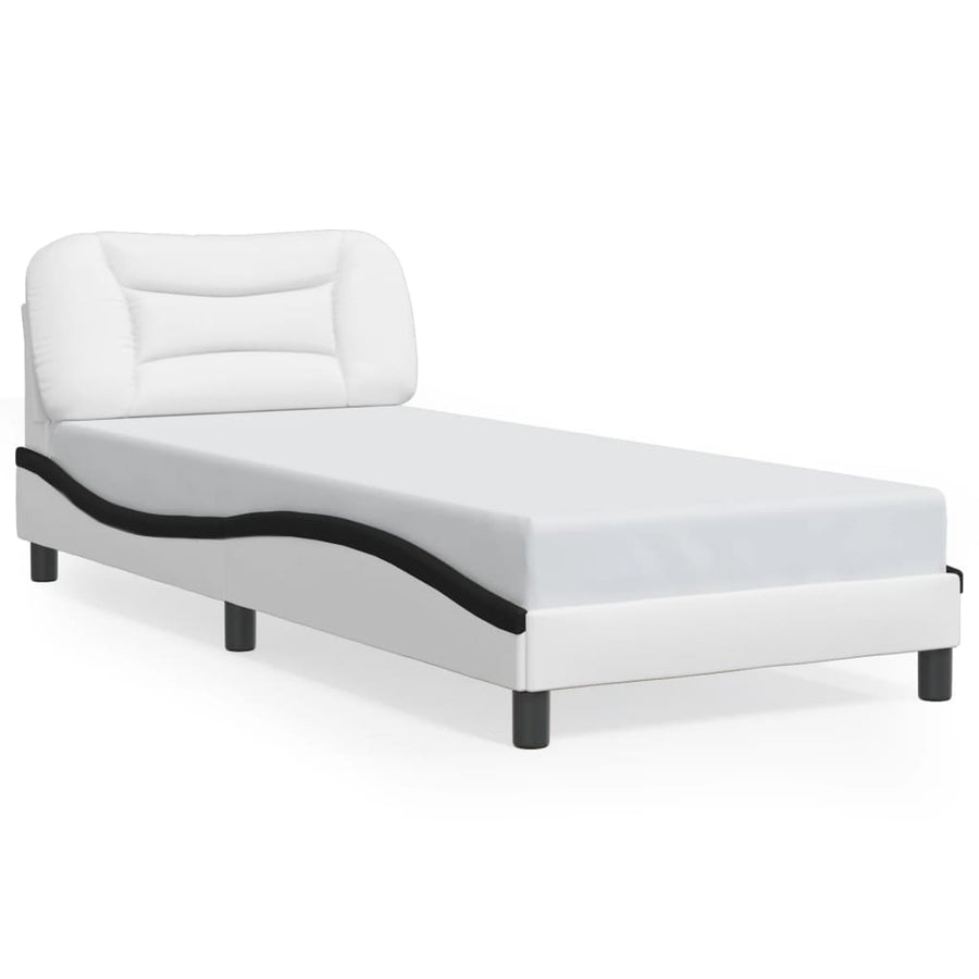 Bedframe Met Hoofdbord Kunstleer 80 x 200 cm Wit en zwart