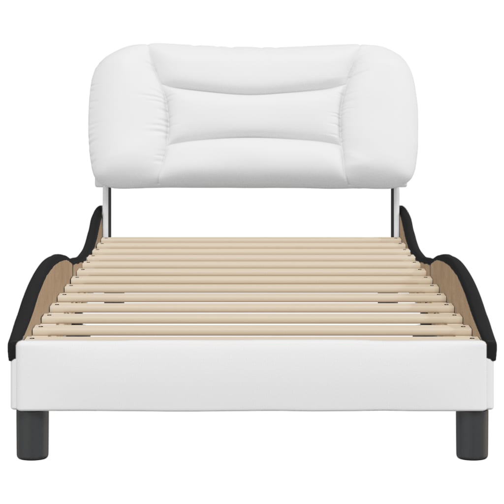 Bedframe Met Hoofdbord Kunstleer 80 x 200 cm Wit en zwart